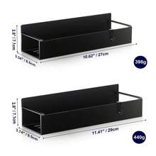 1/2pcs Magnetic Side Storage Rack, Fit For Refrigerator And Washing Machine - No Need Drilling, Fashionable Black Metal Surface, Wall-Mounted Spice Organizer, Great For Laundry Essentials, Includes Hooks