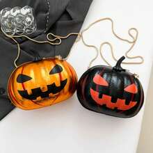 Women Halloween Handbag Novelty Shoulder Bag Pumpkin PU Leather Messenger Bag Crossbody Purse For Shopping Travel - 橘色 - 查看 7