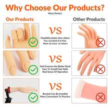 1 Pc Practice Hand For Acrylic Nails Practice Nail Hand Nail Tech Supplies Flexible Bendable Fake Hand Mannequin Practice Nails Nail Tech Supplies - Multicolor - View 3