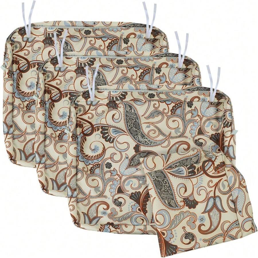 Local Delivery- Outdoor Cushion Slipcovers Waterproof 4 Pack Patio Chair Seat Cushion Covers With Zipper And Tie, 22 X 20 X 4 Inch, Replacement Cover Only - Vintage - View 1