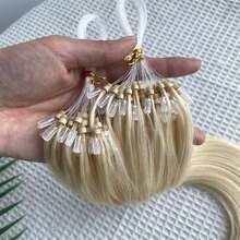Micro Loop Ring Human Hair Extensions 12"-20" Natural Black Brown Blonde Connection Hair 50pcs Micro Beads Extensions 30g For Women