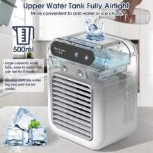 Aire acondicionado portátil, AC portátil personal con 2 velocidades y 2 modos de niebla, enfriador de aire recargable con batería de 1800mAh, aire acondicionado portátil silencioso para habitación, coche, oficina y exteriores, color blanco