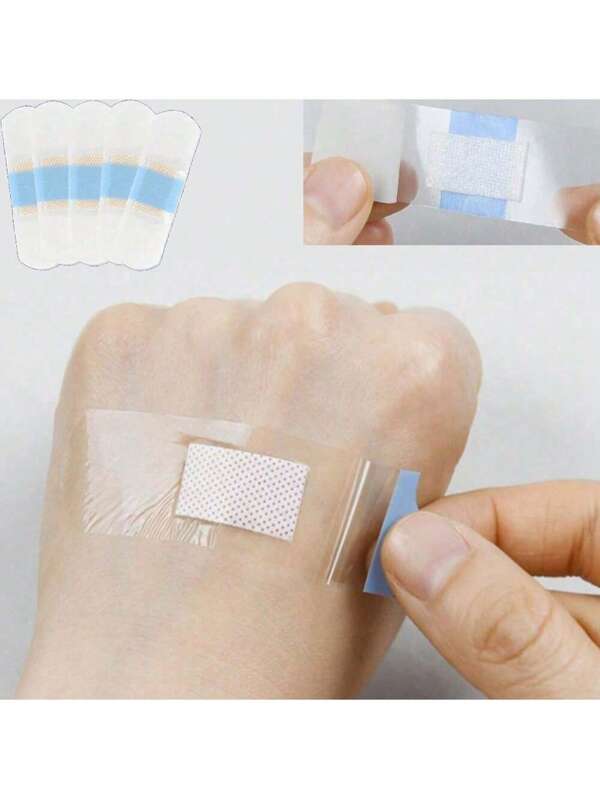50 parches hemostáticos, parches para heridas, apósitos transparentes transpirables y talla grande cómodos, vendajes resistentes al desgaste e impermeables, aptos para ducha, natación, espuma, deportes acuáticos, etc.