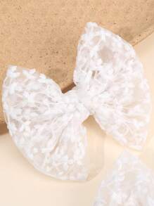 2 pezzi Fiocchi bianchi per capelli per bambine, fermagli per capelli in pizzo premium per neonati, fermagli per capelli eleganti in rete per neonati, accessori per bambini.