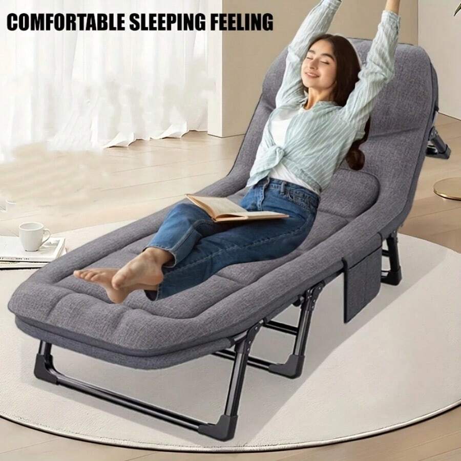 [KNERS][Family Camping Folding Bed] Heavy Duty Folding Bed With Adjustable Headrest - Perfect For Families, Camping, And Outdoor Dining - Phiên bản nâng cấp - Tải trọng 400 lbs - Xem 1