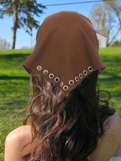 1 pieza Pañuelo bohemio de mujer de unicolor en forma de triángulo, accesorio de moda para el cabello para sesiones fotográficas y protección solar, diadema elegante