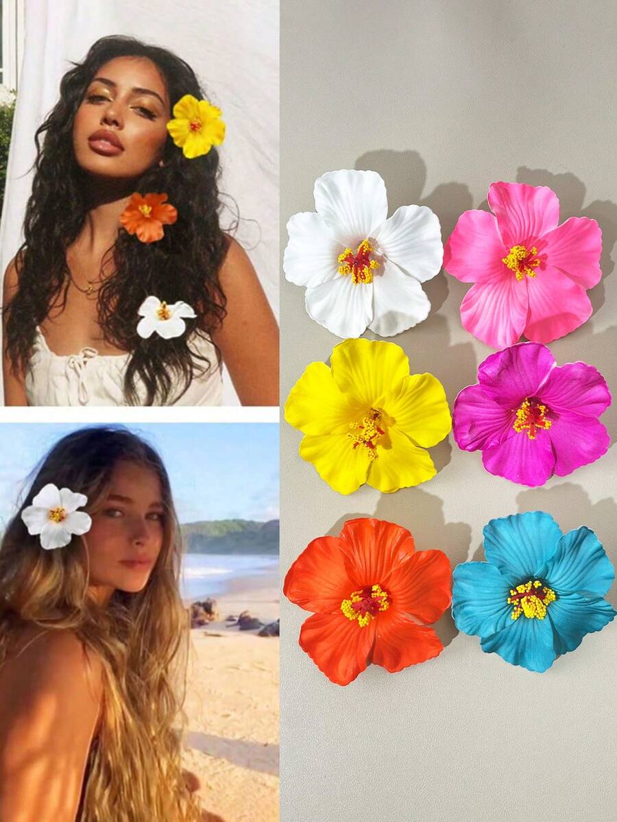 Bộ 6 kẹp tóc hoa Hawaii, kẹp tóc hoa dâm bụt và hoa sen dành cho nữ, kẹp tóc hoa giả thời trang, phụ kiện tóc dự tiệc bãi biển mùa hè, bộ kẹp tóc vải phong cách Bohemian, kẹp tóc thanh lịch dành cho nữ, phụ kiện tóc mùa hè cho nữ, quà tặng tuyệt vời cho bé gái, quà tặng ngày Valentine, kẹp tóc càng phẳng, kẹp tóc, càng kẹp tóc, đồ dùng học tập, phụ kiện đội đầu, ghim cài tóc