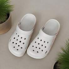男女通用透气一脚蹬凉鞋，舒适包头家居拖鞋，适合室内/室外穿着，夏季 - 白色 - 查看 6