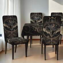 1/4/5/6/7/36 Stücke Halloween Serie Fledermaus Bedruckte Stuhlhussen / Stuhlhussen Set, geeignet für Innenraum Zuhause Restaurant, Hotel Moderne Tägliche Dekoration. Tischdecke geeignet für quadratische Tische, Elastische Stuhlhussen waschbar