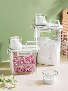 1个/2个 1.75升/2.5升/3升洗衣粉收纳罐，家用塑料皂桶，罐装洗衣粉收纳盒，专用收纳盒，大容量，桶身和盖子均有刻度，带提手，密封防漏设计，加厚PP材质，洗衣桶，洗衣液桶，洗衣粉桶，浴室配件，房间装饰 - 彩色 - 查看 6