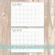 2025 July - 2026 June Creative Minimalist Modern Design 12-Month Wall Calendar, With Hook Hole Grid Design Paper Schedule, Suitable For Home/Office, Christmas & New Year Gift,Back To School,School Supplies