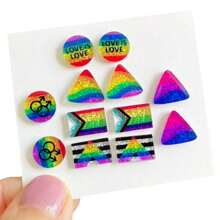 Colorful Cute Shiny Mini Earrings, Festive Mood Flag Ally Earrings