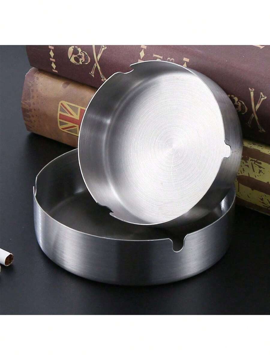 1 pieza Cenicero de acero inoxidable para el hogar, sala de estar, resistente a golpes y abolladuras, soporte creativo para cenizas de cigarrillos