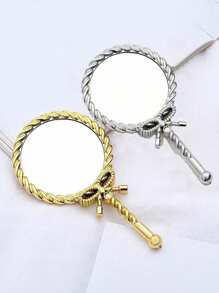 1 pièce Nouveau miroir compact portable de style européen rétro à simple face avec poignée papillon, convient pour le maquillage, les voyages, le camping, un cadeau pour les collègues et les étudiants