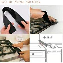 New-2025- Silicone Stove Gap Covers (2Pack 25 Inch), Heat Ristant Oven Gap Filler Seals Gaps Between Stovetop And Counter, Easy To Clean Stove Gap Guard, Black - 矽膠黑色25英寸 - 查看 5