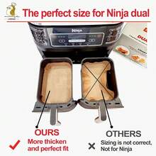 New-2025- Air Fryer Liner Rectangular For  Foodi Dual Basket 8QT 10QT, Bella Air Fryer Accsori, Air Fryer Liners 4 Qt Rec, 125Pcs Parchment Paper Liners For DZ201,DZ, FG551 - 接收 8.6x 5.5 - 查看 3