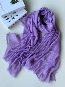 1条女士优雅纯色休闲轻薄围巾，用途广泛，适合日常佩戴、海滩度假、防晒、春秋季搭配连衣裙。 - A - 查看 11