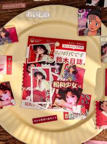 30 Stücke Anime-Charakter-Themen dekorative Aufkleber-Set, Showa-Ära Serie, geeignet als Geschenk, für Büro, Zuhause, Markierung, Beschriftung, Klassenzimmer, Unterhaltungsspielzeug, Studentenplaner kreative Retro-Memo-Dekoration Aufkleber, DIY Deko Schulbedarf, Schulanfang