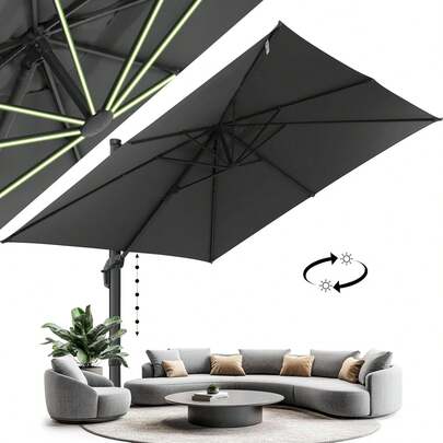 tooluck 3x3m Große Freischwingende Terrassenschirme–Aufrüsten und Intensivieren,mit 360° Drehung und 5 Winkeln verstellbar – Aluminium versetzter Poolschirm quadratischer Outdoor-Regenschirm für