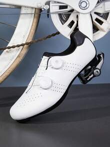 Scarpe da ciclismo sportive professionali per strade, antiscivolo e resistenti all'usura, con protezione alla caviglia, frequenza di vibrazione e resistenza aumentata, interni confortevoli, tomaia in materiale spaziale ad alta durata, design alla moda, adatte per il ciclismo all'aperto, scarpe da ciclismo SPD - Bianco - Visualizzare 4