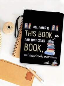1 Piece Black Zippered Book Cover, Paperback Book Protective Sleeve, Waterproof Book Bag With Front Pocket, Washable Book Sleeve, Multi-Functional Book Storage Bag Suitable For School, Students, Teachers, Book Lovers,Back To School,School Supplies
