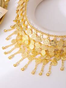 1 pieza Cadena de cintura larga estilo árabe chapada en oro de 24K de lujo para mujer, cinturón nupcial kurdo turco para boda y fiesta, accesorio de joyería de mujer, regalo para festivales