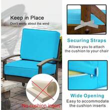 Local Delivery- Outdoor Cushion Slipcovers Waterproof 4 Pack Patio Chair Seat Cushion Covers With Zipper And Tie, 22 X 20 X 4 Inch, Replacement Cover Only - Peacock Blue - View 4
