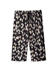 3 Stücke große Größen Lässig Hosen, Caprihosen mit Schmetterling Muster, Sommer Schlafanzug Hosen für Frauen, Short-Hosen im Boho-Stil, Große Größen