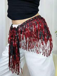 Draped Sequin Fringe Hip Accent, Dance Performance & Rave Costume Accessory - Multicolor - View 21
