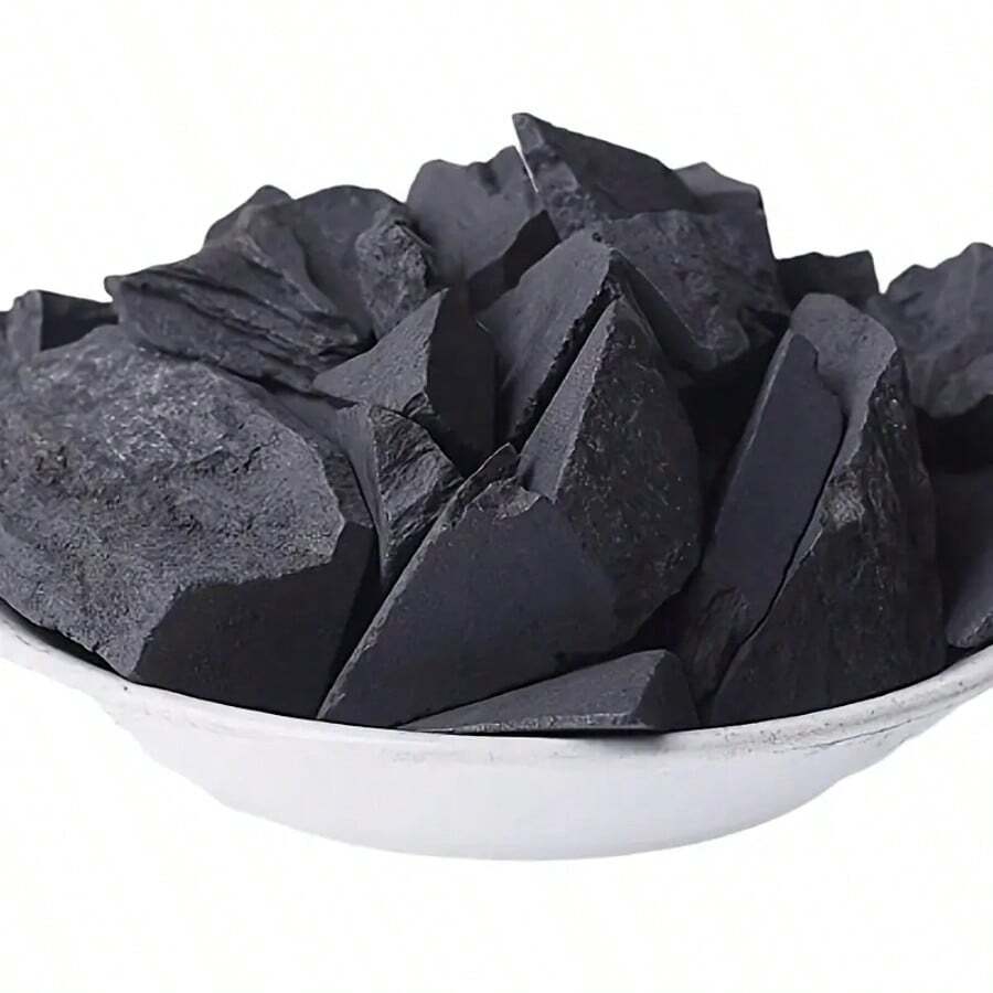 100g/200g 天然未抛光 Shungite 原石，自由形状，带白色纹理的黑色矿物，几何切割，天然石首饰|几何石|原石纹理，Shungite 石 - 黑色 - 查看 1