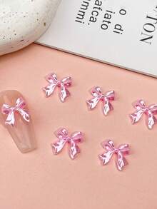 100Pcs Viral Bowknot Nail Charms - Pearl-Iridescent Woven Ribbon Bows With Hypoallergenic Resin Base, Flat-Back Embellishments For Press-On Nail Art Nail Supplies Nails Nail Gems - Multicolor - View 12