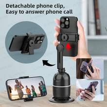 AI Smartphone Gimbal Stabilizer, 360° Auto Face Tracking Desktop Follow Tripod Stand, Suitable For Camera, Action Camera, With Remote Control And Dual Fill Lights - Black - View 9