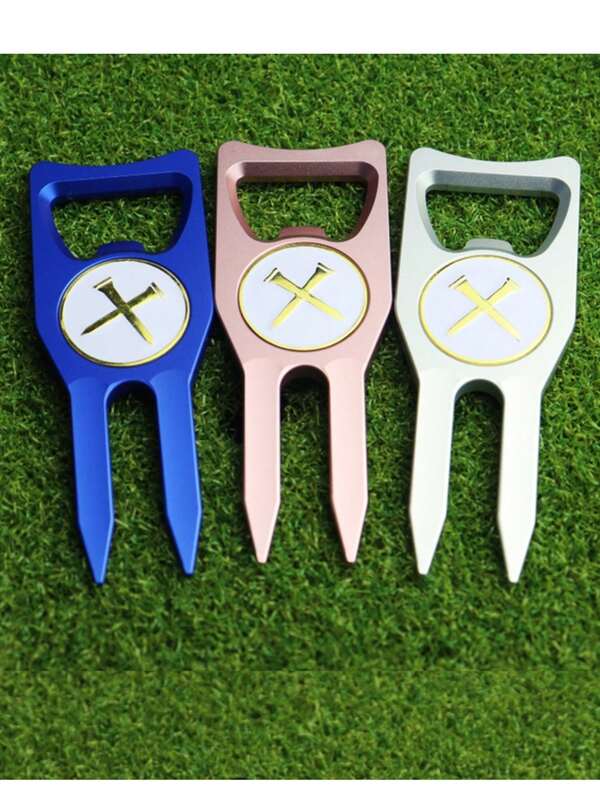 1pc Golf Green Fork Multi-Functional Aluminum Anodized Fork Straw Fork Golf Divot Tool