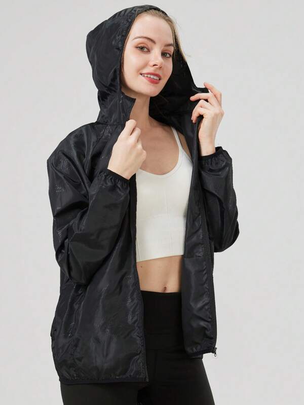 1 pièce Veste légère et imperméable de protection solaire d'été pour femmes, veste de sport de plein air décontractée à séchage rapide et fine avec sac de rangement