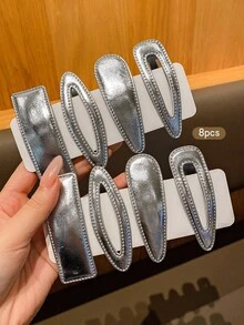 8pcs Silver BB Clips, Sweet Style Hair Clips Suitable For Daily Use - Silver - View 6