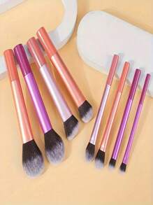 8pcs Colorful Portable Makeup Brush Set, Made Of High-Strength Plastic Handles, Lightweight And Durable, With Premium Synthetic Soft Hair Bristles, Suitable For Makeup Enthusiasts, Ideal For Holiday Gifts