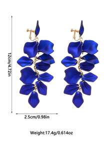 1 对时尚长流苏亚克力花瓣夹式耳环，夸张个性化高端耳环，无需穿孔，适合宴会和派对 - clip - 查看 5