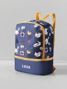 Mochila infantil à prova d'água com desenho animado, bolsa de natação com compartimento para molhado e seco, adequada para natação, surfe, parque aquático, piscina, praia ao ar livre