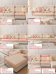 1件装弹力沙发套，防滑全覆盖沙发座套，四季皆宜，加厚面料，可机洗，防尘，宠物友好，米色，适用于卧室、办公室、客厅组合式沙发以及L型沙发和1/2/3/4座沙发套 - 米色 - 查看 5