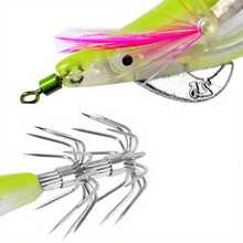 AVLCOAKY 6pcs/Set 10cm/ 12.2g LED Electronic Luminous Shrimp Lure Squid Jig Hook Night Fishing Squid Jigs Lures Bass Bait Fishing Tackle