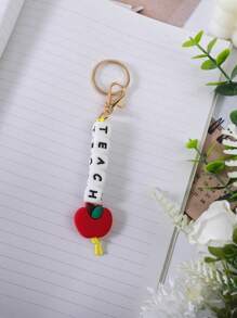 1pc Abacus, Smiling Face, Apple, Book Silicone Beaded Keychain, Women Backpack Pendant Accessory, Back To School, Teacher's Day Gift