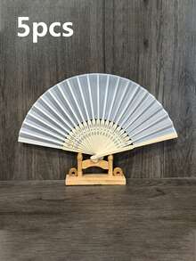 10pcs Personalized Silk Hand Fans With Wooden Frames - Elegant Wedding Party Favors, Customizable Gifts For Couples, Wife, Or Wedding Guests , Includes Engraved Design Customized, Wedding Decorations - Multicolor - View 4