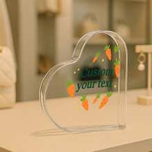 1pc Acrylic Ornaments Personalized Easter Heart Acrylic Plaque With Carrot Design, Custom Text Clear Keepsake For Spring Holiday, Cute Easter Gift For Kids, Friends, Family, Table Decor For Easter Sunday, Bunny Festival Decoration, Transparent Acrylic Ornament, Easter Home Gift Idea For Her Or Him