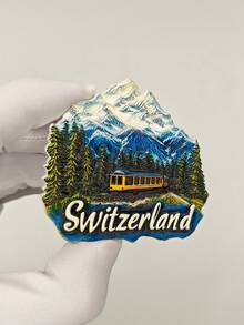 1pc Swiss Snow Mountain Chocolate Fridge Magnet, Creative Travel Scenery Souvenir Home Decor Souvenir Fridge Magnet, Kitchen Accessories Decorative Sticker - Multicolor - View 9