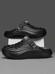 Men's Summer Versatile Thick-Sole Non-Slip Closed Toe Breathable Sandals - Black and Gray - View 3