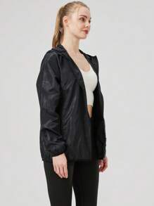 1 pièce Veste légère et imperméable de protection solaire d'été pour femmes, veste de sport de plein air décontractée à séchage rapide et fine avec sac de rangement
