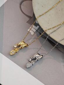 1pc Minimalist Elegant Pineapple Zirconia Pendant Necklace, Suitable For Men And Women Daily Wear, Perfect For Summer Travel, Graduation Season, Valentine's Day Gift