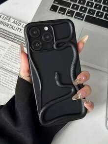 创意镂空蛇纹设计磨砂电镀保护手机壳适用于 16 Pro Max/16 Pro/16，蛇年新款 15、14、13/12、11情侣软壳，散热防水防震防摔防刮 - 磨砂黑 - 查看 3