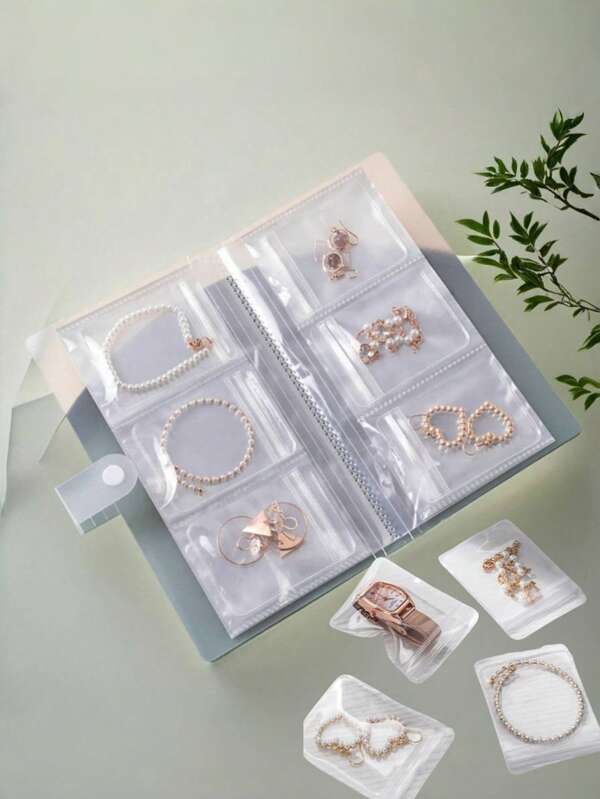 1 pieza Álbum de almacenamiento de joyas transparente con 20/84 bolsas de almacenamiento a prueba de óxido y polvo para organizar anillos, pendientes, collares y otros accesorios pequeños, organizador de cosméticos, mejor regalo para mujeres, organizador de almacenamiento, artículo esencial para viajes, regreso a la escuela, almacenamiento de dormitorio