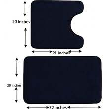Local Delivery-Madeals Memory Foam Toilet Rug Set 3 Piece And Bathroom Mat With Toilet Lid Cover And Tank Cover Set Black - Black - View 2